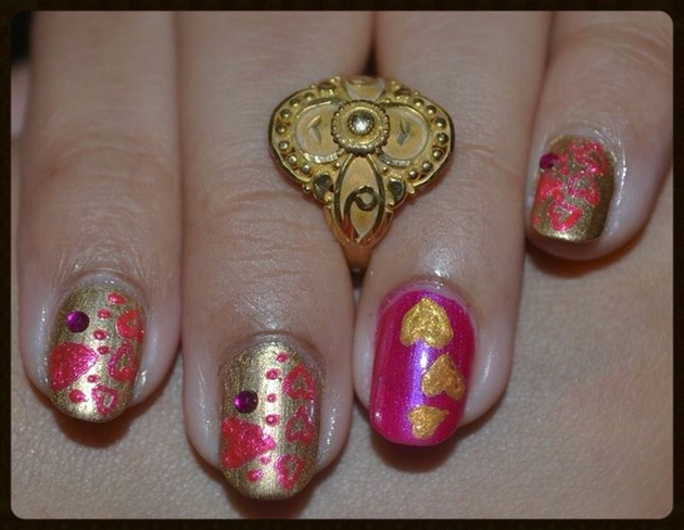 Pink and Gold Valentine Hearts