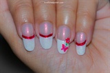 White French Tips, Butterfly and Flower