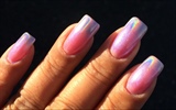 Holographic Tips On Pink Sparkle Base