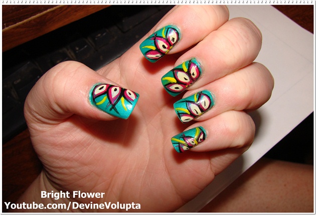 Bright Flower Nail Art