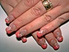 Coral French Manicure W/ Pretty Flowers