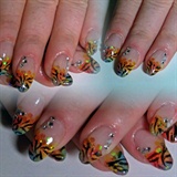 Colorful Tiger Print French Manicure 