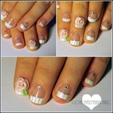 Short French W/ 3D Pink Flower