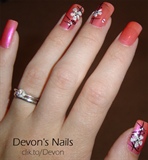 Pink with white flowers