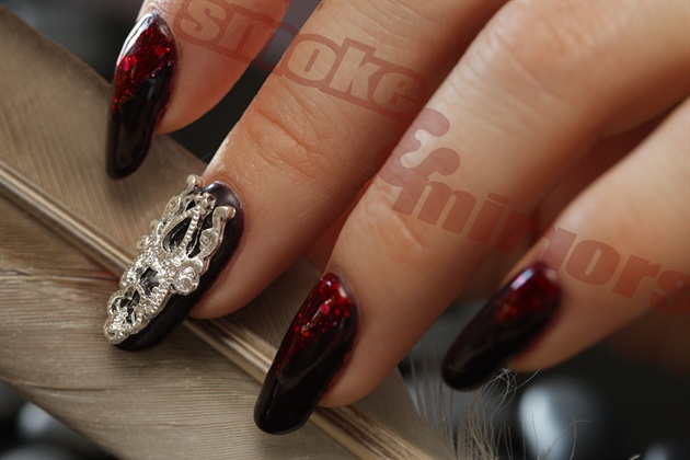 Embellished red nails