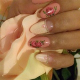 Nude Pink Flowers Nail