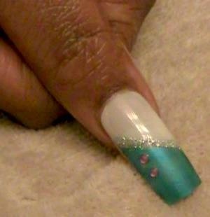 Turquoise Blue &amp; Silver French Manicure2