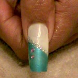 Turquoise Blue &amp; Silver French Manicure
