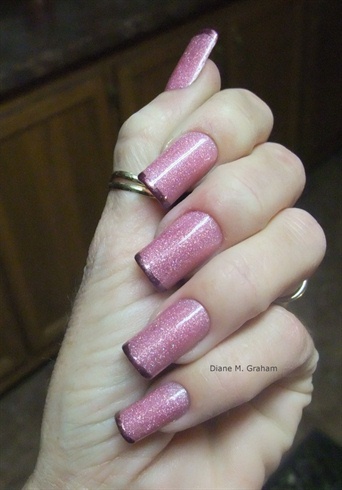 Pink holo french tips