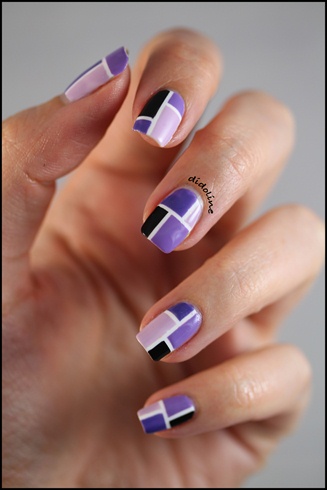 Purple Color Block Nails