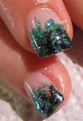 Green and Black Glitter Gels Close up