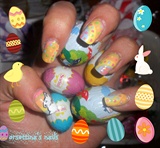 easter water marble with  bunny nails