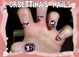 Cute pink white and black nails