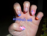 spring flowers on pink nails