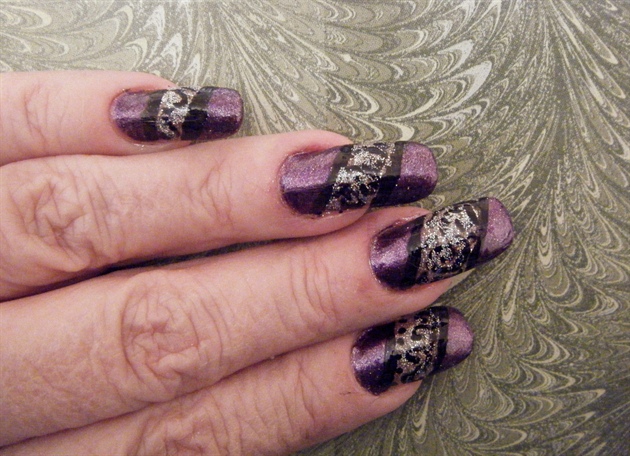 Metallic purple with black scrollwork