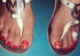 Red and gold foil toes