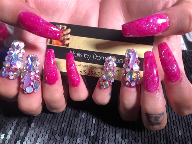 Hot pink glow in the dark with bling