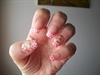 Pink polka dots on white french tip wit