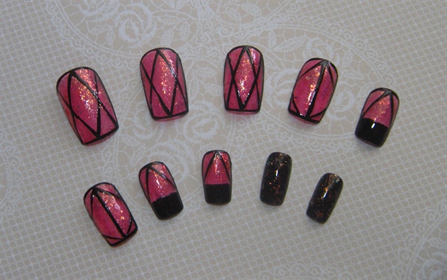 Pink and black Nails
