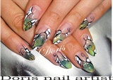 aquarium stiletto abstract nail art gree