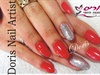 gel nails red and silver, 