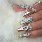 Mirror nails with Swarovski crystals 