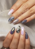 Grey chrome nails