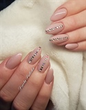 Salon almond nails nude with crystals 