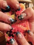 Teal flowers with zebra lines