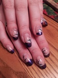 Purple tips with silver flowers