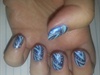 Blue Swoosh Nail Design
