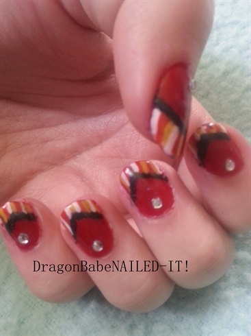 Warm Striped French Tip Nail Design
