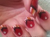 Warm Striped French Tip Nail Design