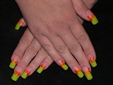 Lime Green French w Orange Hibiscus