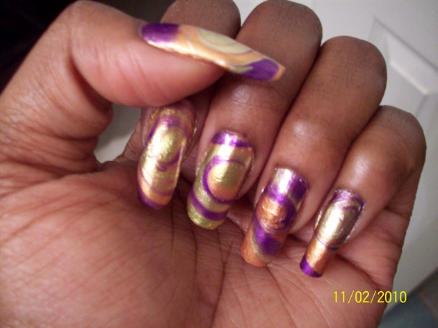 Green, gold and purple Marbling