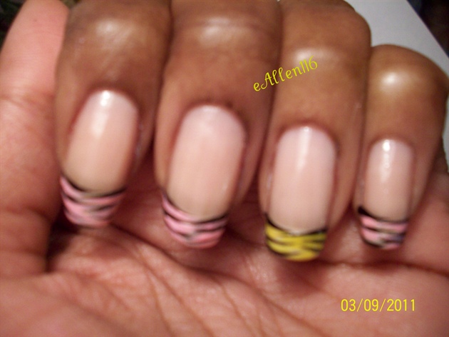 Black stripes w/pink &amp; yellow stripes