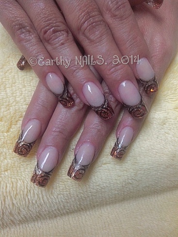 Brown glitter nails