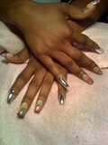 Freehand Nail Art and Silver MINX