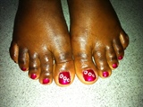 red floral toes