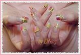Rainbow color french with flowers