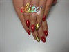 Red Hollywood and Gold accent nail