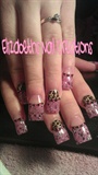glittery nails w/ cheetah
