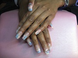spring nails pastel blue white peach