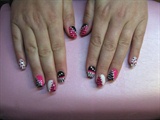leopard zebra nails pink black white