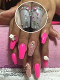 Pink Aqua Nails
