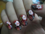 mixed  floral in red n black