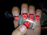 red crackle nail art