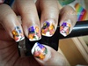 -Rainbow rhododendron flowers nail art. 