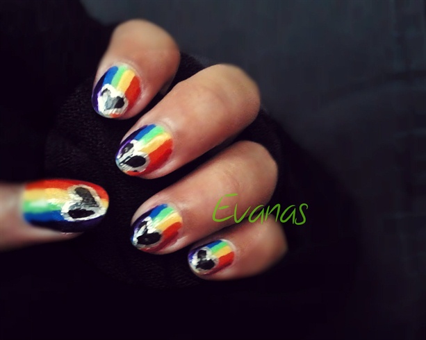 Rainbow Love nail art