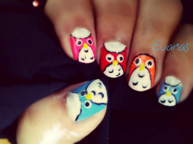DIsco owl nail art